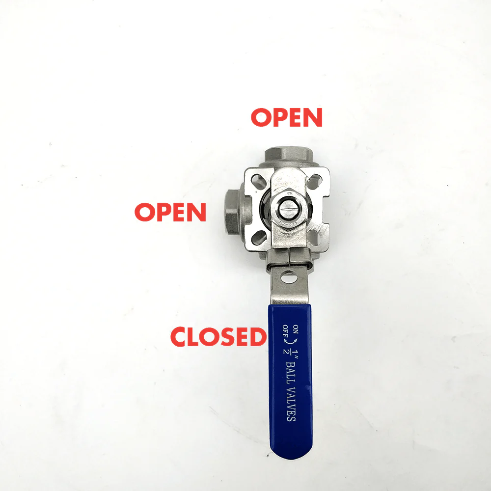 3 Way Ball Valve to 1/2' Threads (SS 304) - T Port Configuration - Image 5