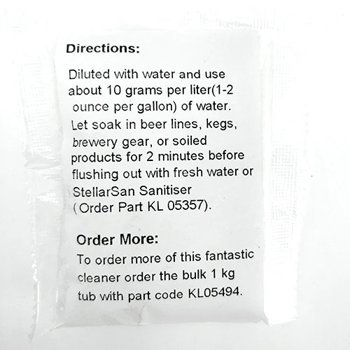 50g - StellarClean - Powerful Brewery Wash PBW (50g 1.75oz) in Sachet - Image 2