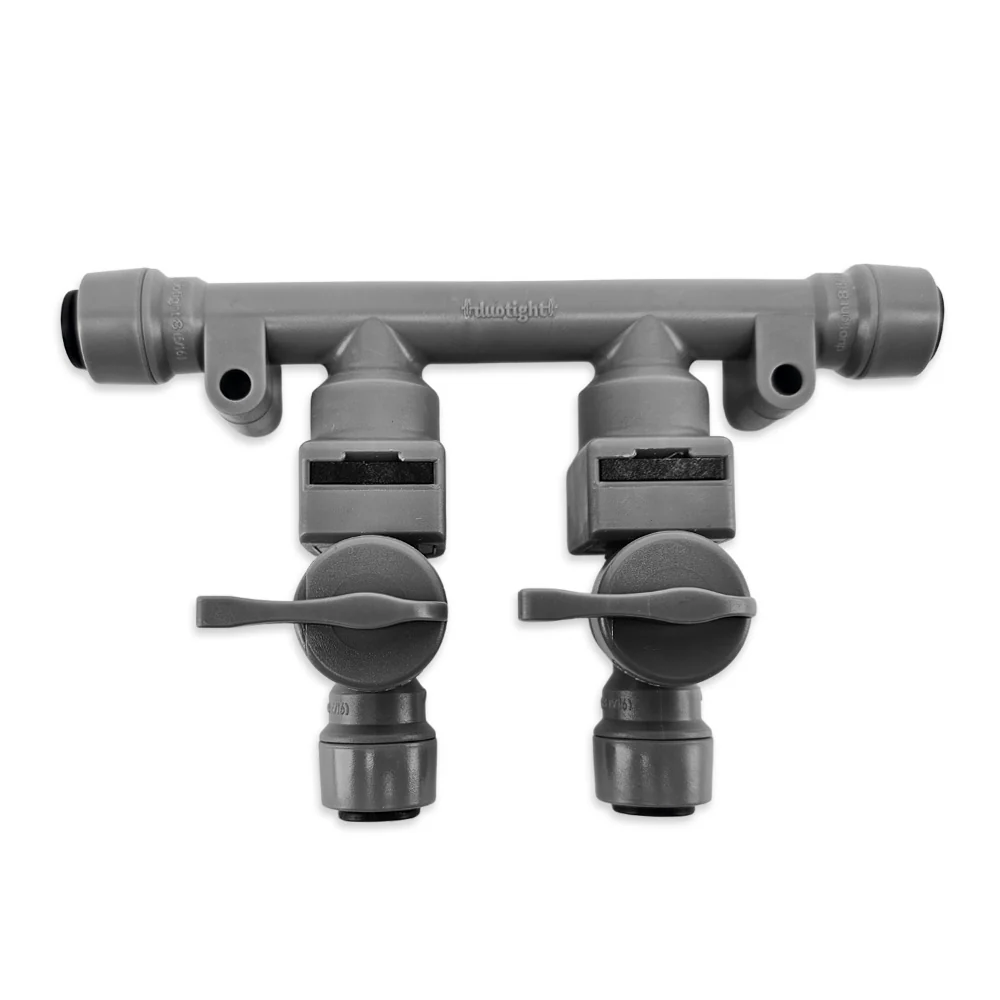 8mm (5/16) duotight x 2 Way Manifold with Check Valves & Isolation Valves - Image 3