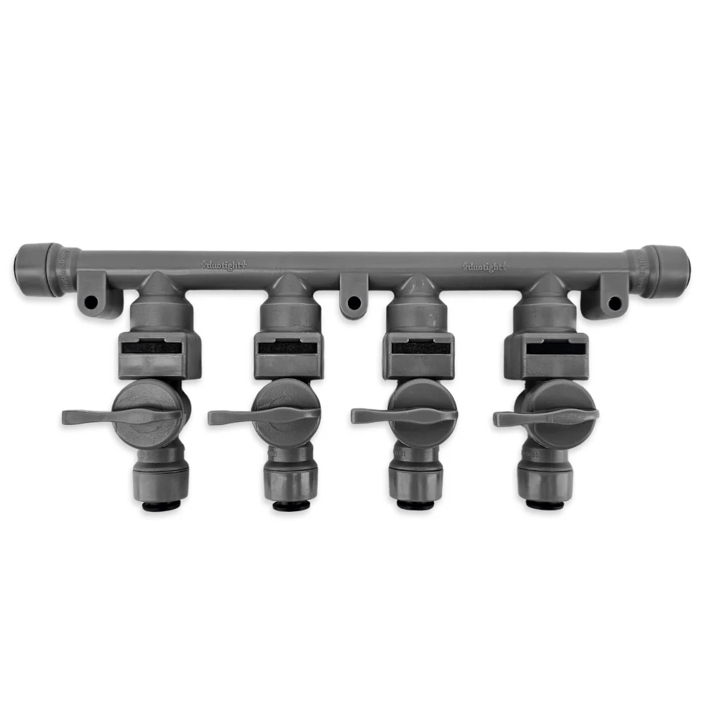 8mm (5/16) duotight x 4 Way Manifold with Check Valves & Isolation Valves - Image 3