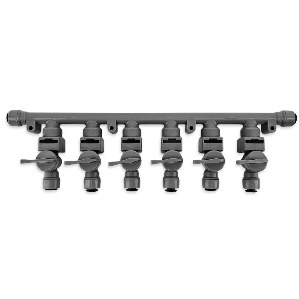 8mm (5/16) duotight x 6 Way Manifold with Check Valves & Isolation Valves - Image 3