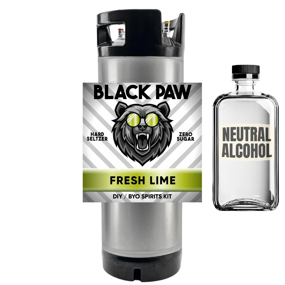 Black Paw Fresh Lime Hard Seltzer - Zero Sugar - DIY ~ BYO Spirits Keg Kit - Image 3