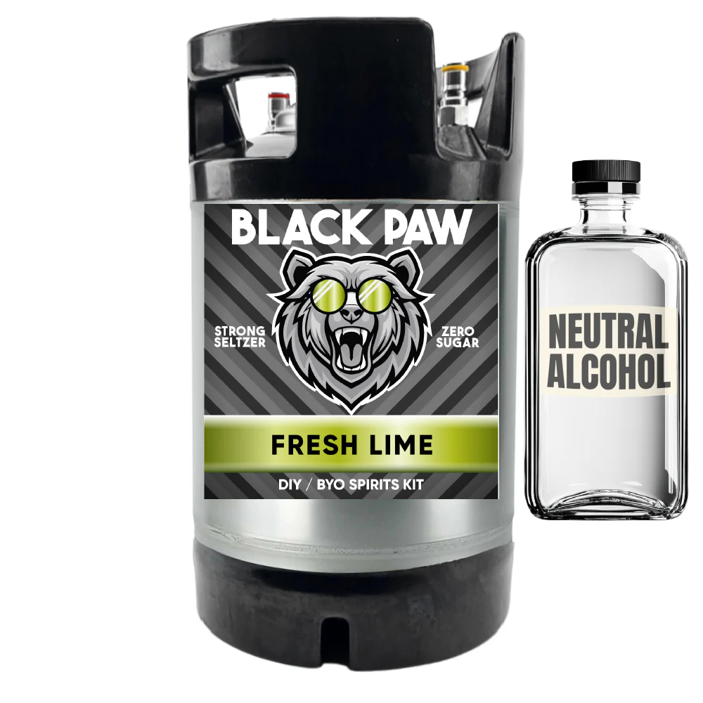 Black Paw Fresh Lime Hard Seltzer - Zero Sugar - DIY ~ BYO Spirits Keg Kit - Image 6