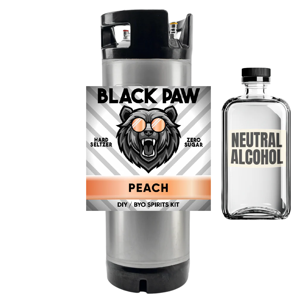 Black Paw Peach Hard Seltzer - Zero Sugar - DIY ~ BYO Spirits Keg Kit - Image 3