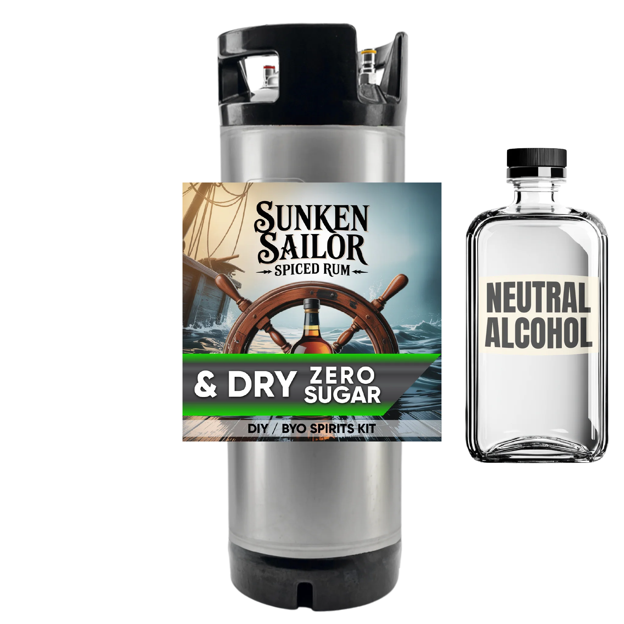 Sunken Sailor Spiced Rum and Dry - Zero Sugar - DIY ~ BYO Spirits Keg Kit - Image 2