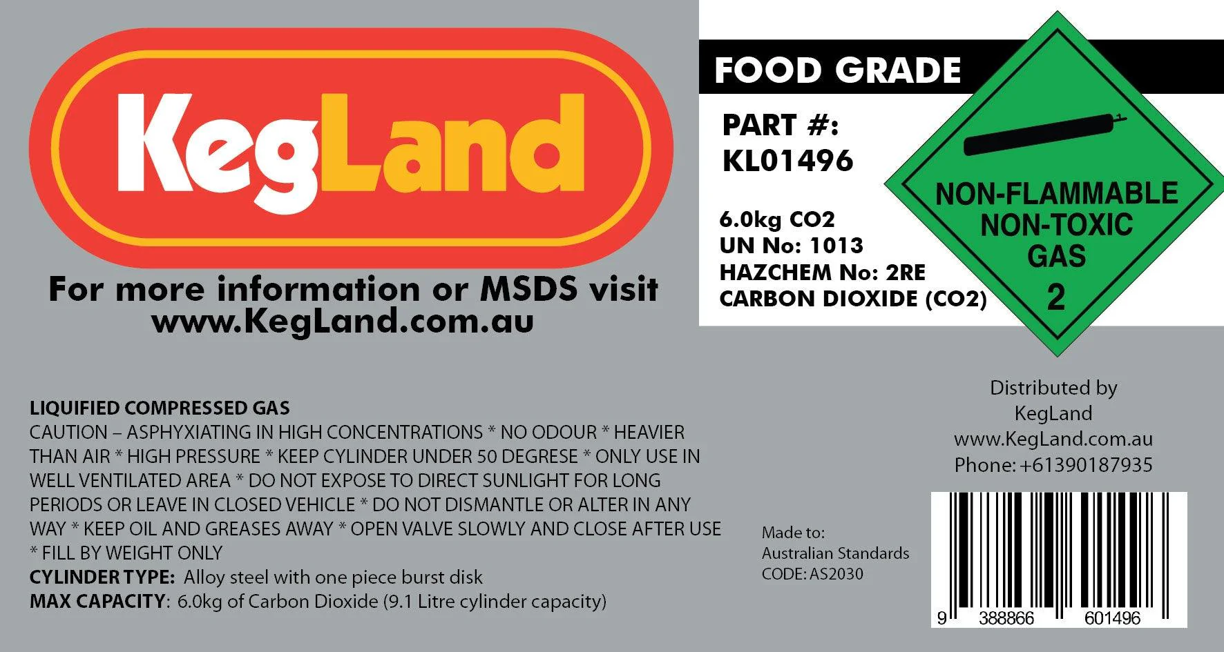 6kg CO2 Gas Cylinder (FULL) - Image 3