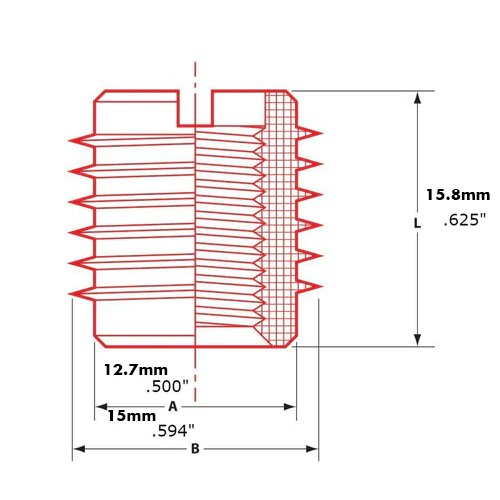 Brass Dual-Threaded Insert for Wooden Tap Handles - Image 2