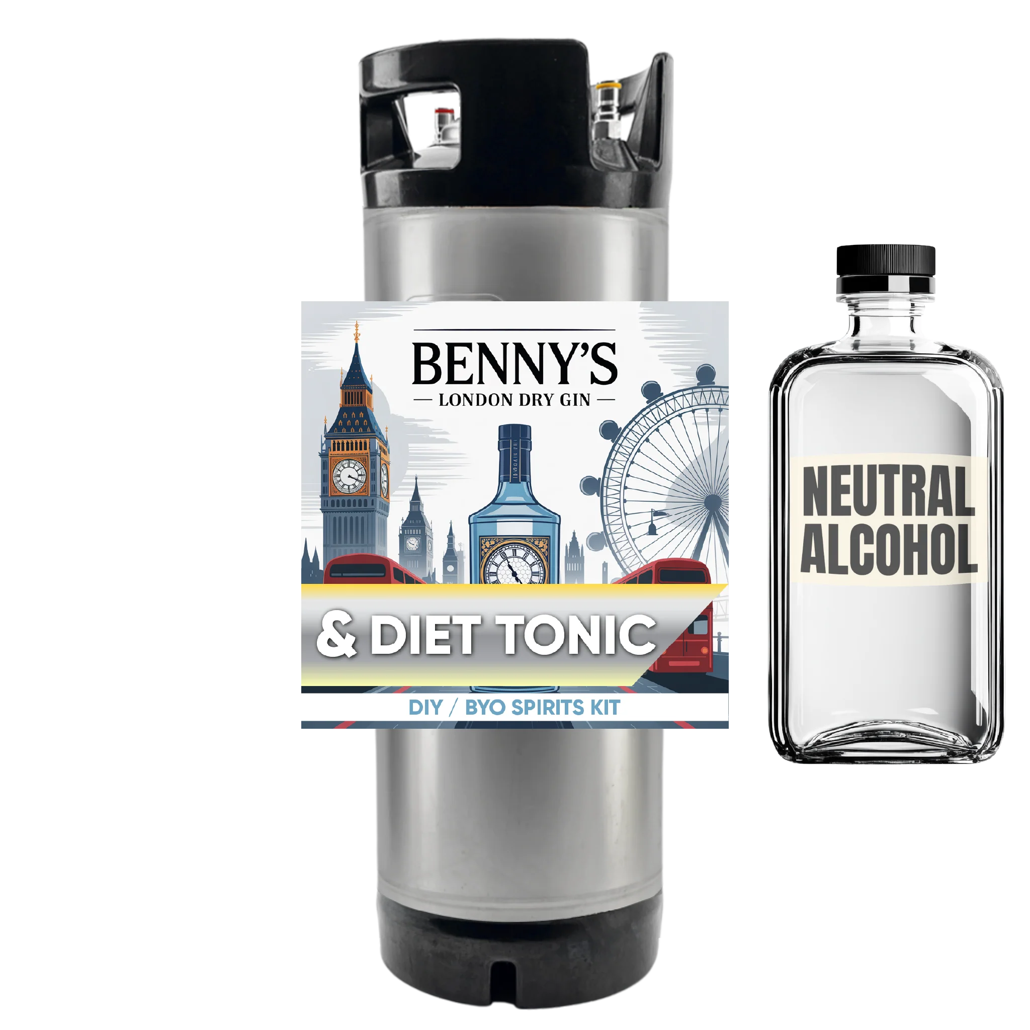Benny's London Dry Gin and Diet Tonic - DIY ~ BYO Spirits Keg Kit - Image 2