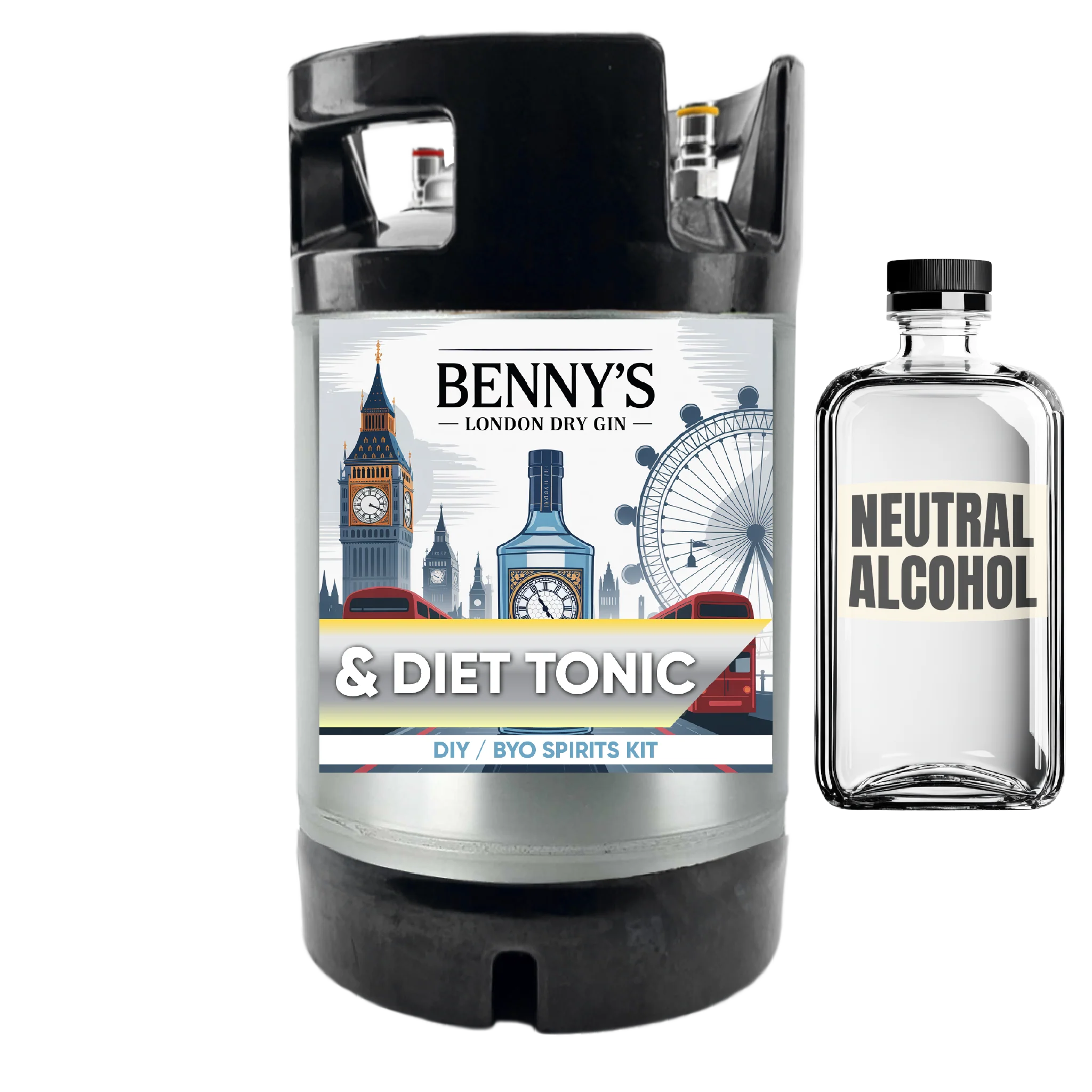Benny's London Dry Gin and Diet Tonic - DIY ~ BYO Spirits Keg Kit - Image 3