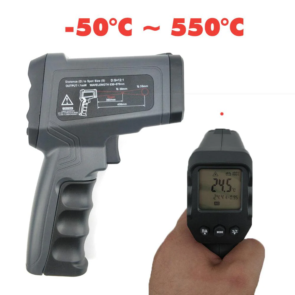 Infrared Thermometer Gun -50C to +580C (Black) - Image 3