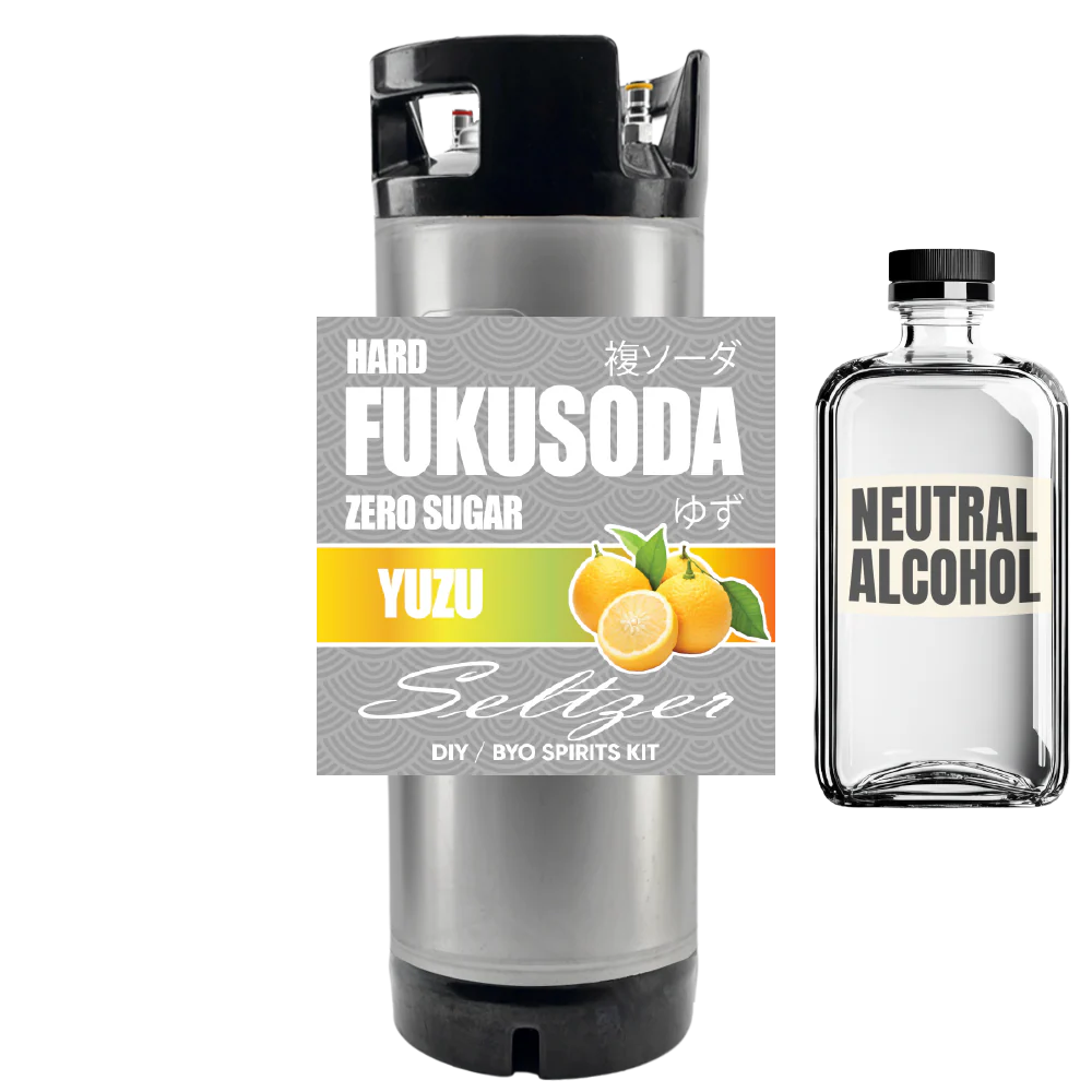 Hard FUKUSODA Yuzu Seltzer - Zero Sugar - DIY ~ BYO Spirits Keg Kit - Image 3