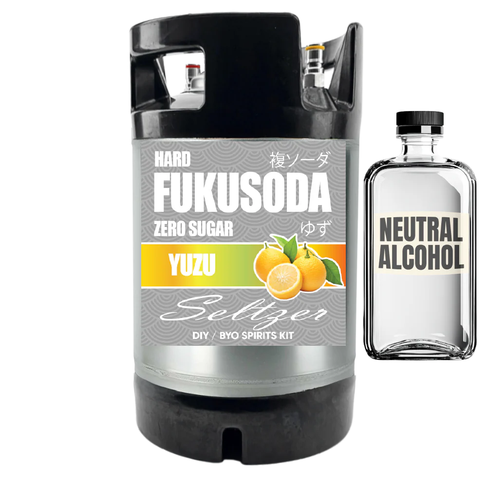 Hard FUKUSODA Yuzu Seltzer - Zero Sugar - DIY ~ BYO Spirits Keg Kit - Image 4