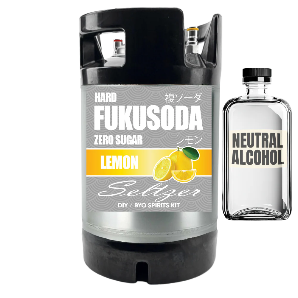 Hard FUKUSODA Lemon Seltzer - Zero Sugar - DIY ~ BYO Spirits Keg Kit - Image 4