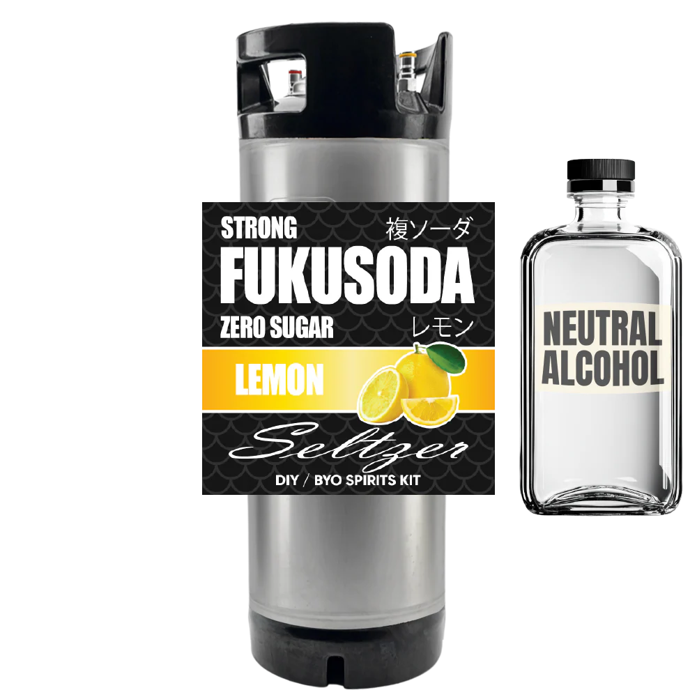 Hard FUKUSODA Lemon Seltzer - Zero Sugar - DIY ~ BYO Spirits Keg Kit - Image 5