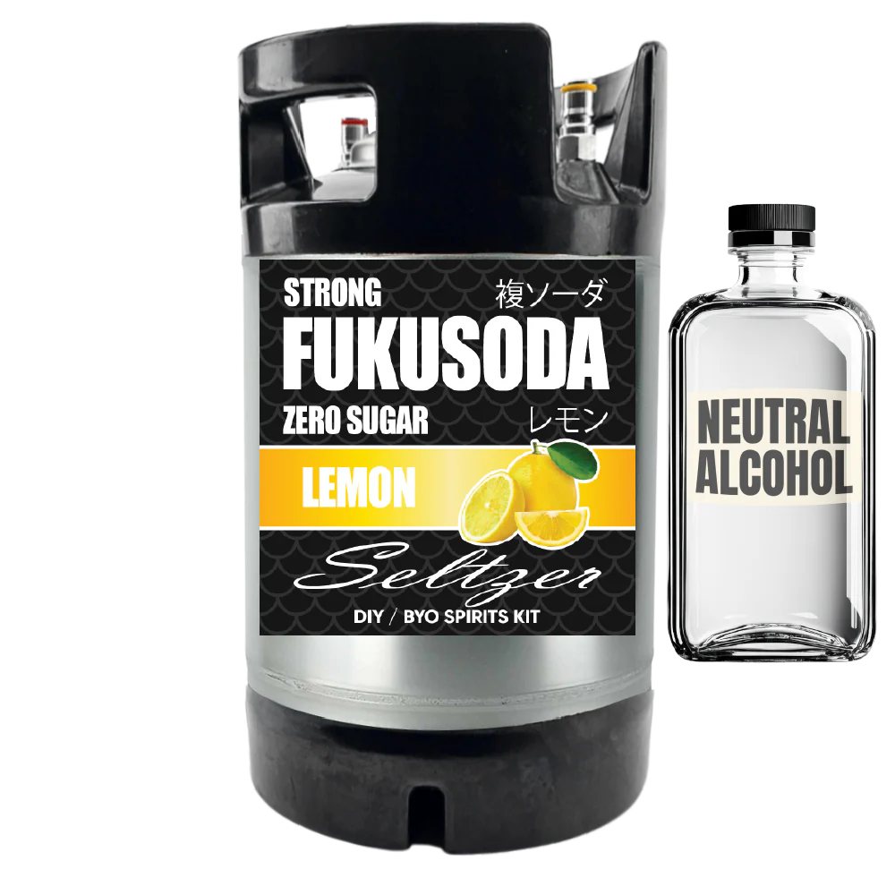 Hard FUKUSODA Lemon Seltzer - Zero Sugar - DIY ~ BYO Spirits Keg Kit - Image 6