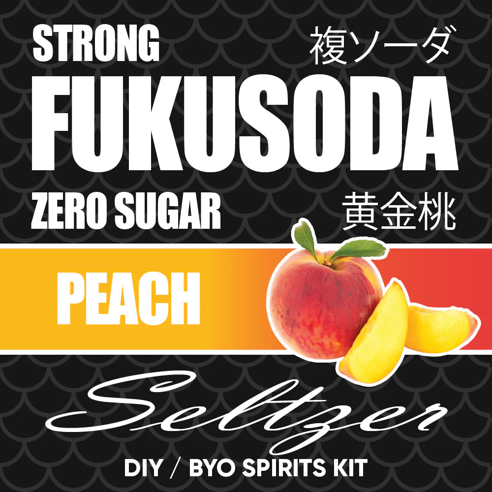 Hard FUKUSODA Peach Seltzer - Zero Sugar - DIY ~ BYO Spirits Keg Kit - Image 2