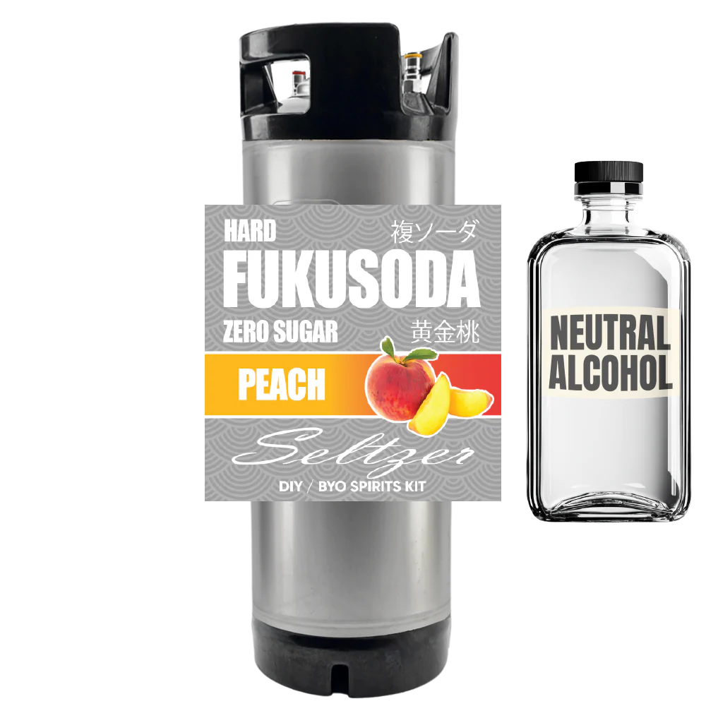 Hard FUKUSODA Peach Seltzer - Zero Sugar - DIY ~ BYO Spirits Keg Kit - Image 3