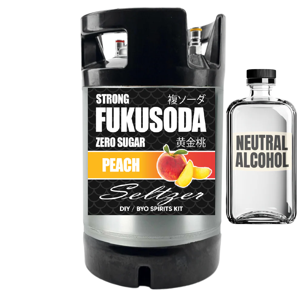 Hard FUKUSODA Peach Seltzer - Zero Sugar - DIY ~ BYO Spirits Keg Kit - Image 6