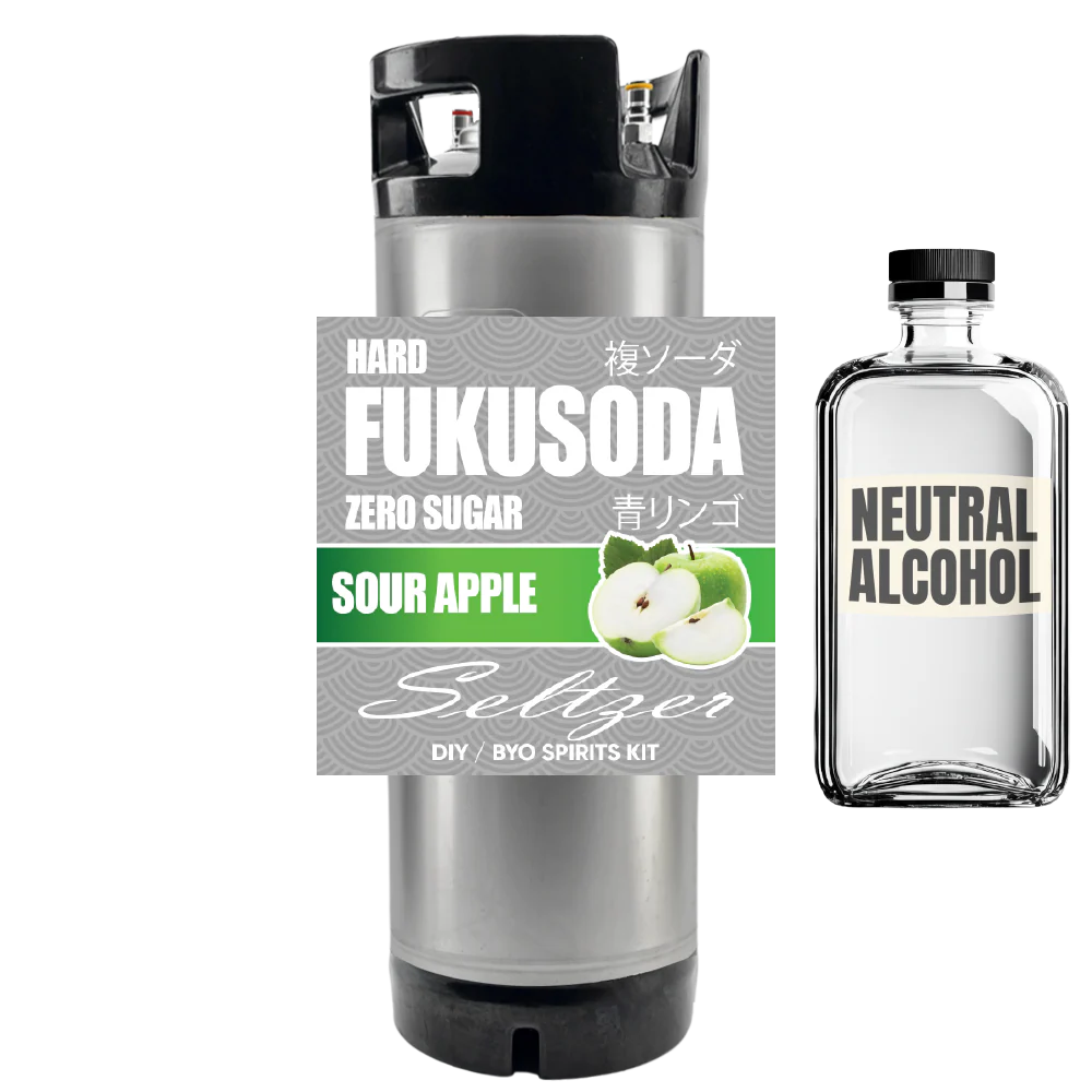 Hard FUKUSODA Sour Apple Seltzer - Zero Sugar - DIY ~ BYO Spirits Keg Kit - Image 3