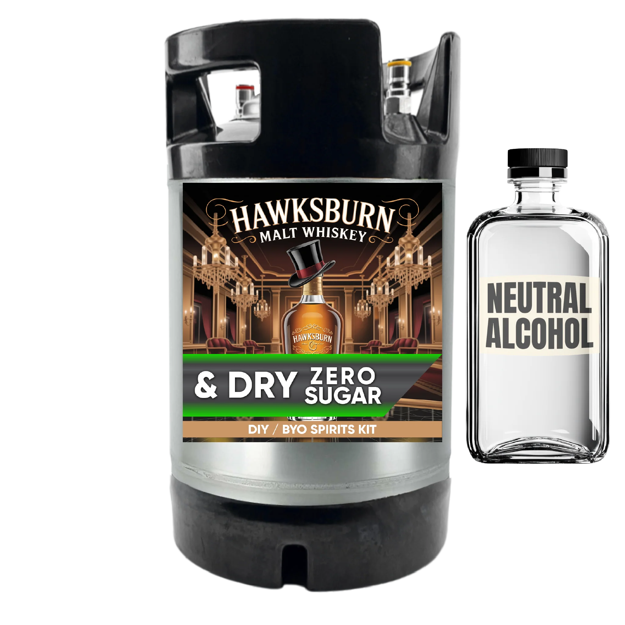 Hawksburn Malt Whiskey and Dry - Zero Sugar - DIY ~ BYO Spirits Keg Kit - Image 3