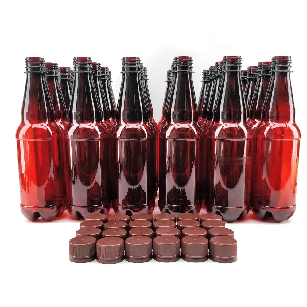 24 x 500mL PET Amber Brown Bottles with Screw Caps - Image 3