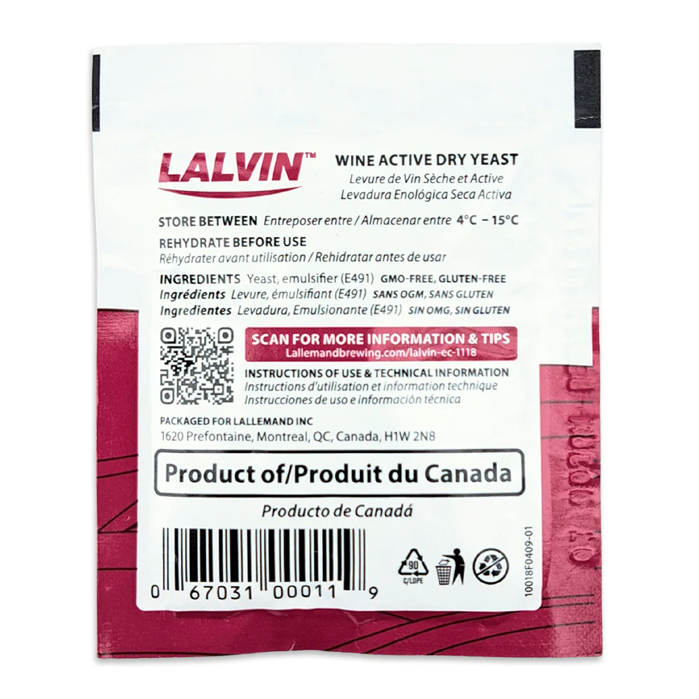 Lalvin - EC-1118 Yeast x 5g - Image 2
