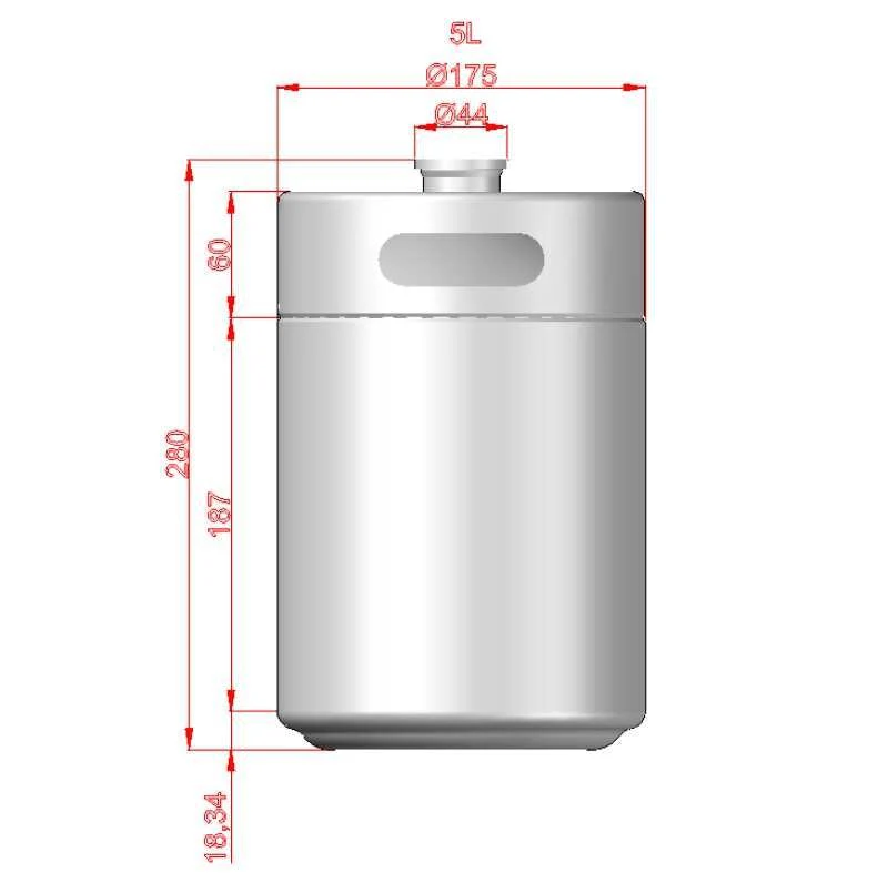 Mini Keg - 5L (approx 170oz) (175mm x 280mm) - Image 4