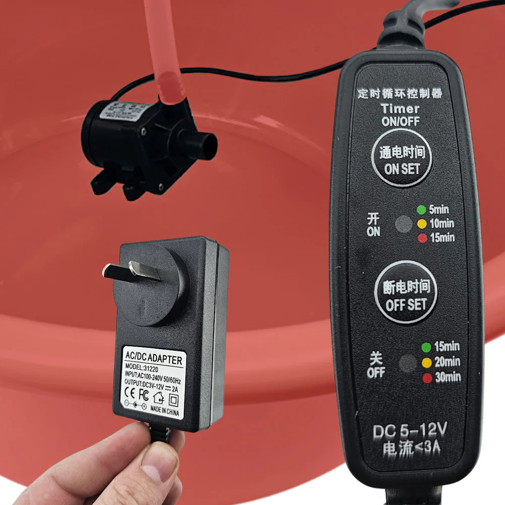 Magnetic Drive Pump DC 12v (3-12v) with timer and power supply (Non Variable) - Image 2