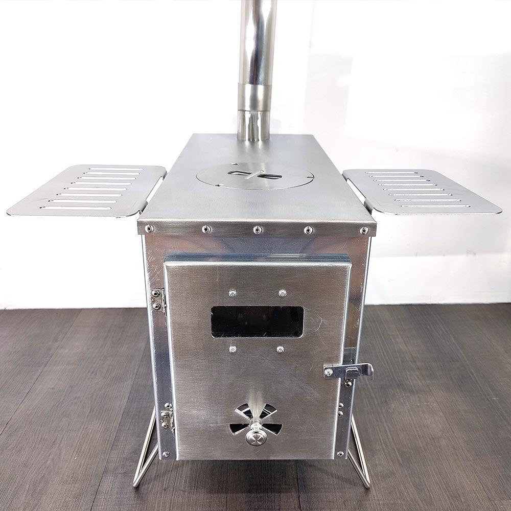 Portable Camping Wood Fire Stove Set (side rack, glove,fire hook  and carry bag) - Image 3