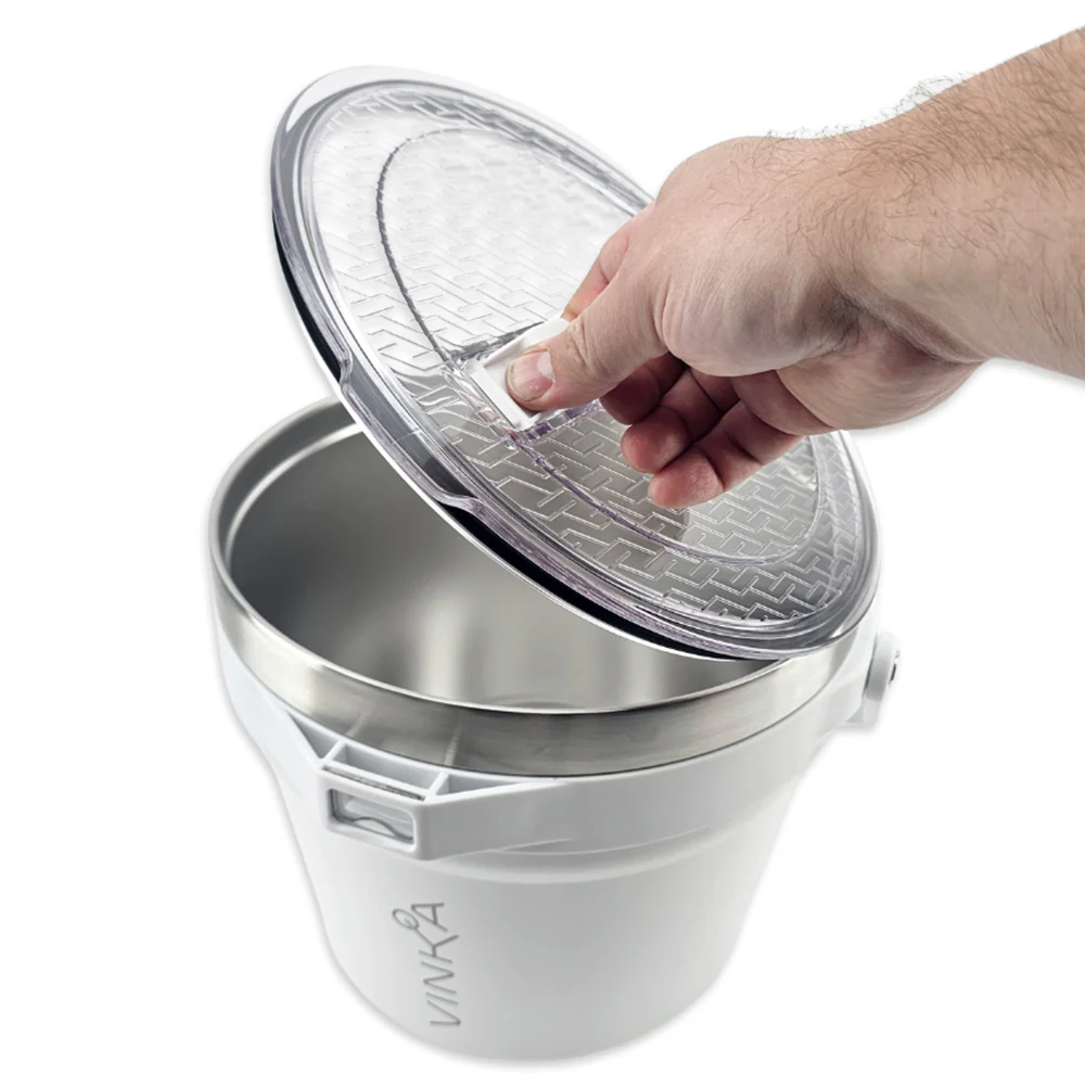 VINKA - Double Walled Vacuum Insulated Ice Bucket (7L) - Matte White - Image 3